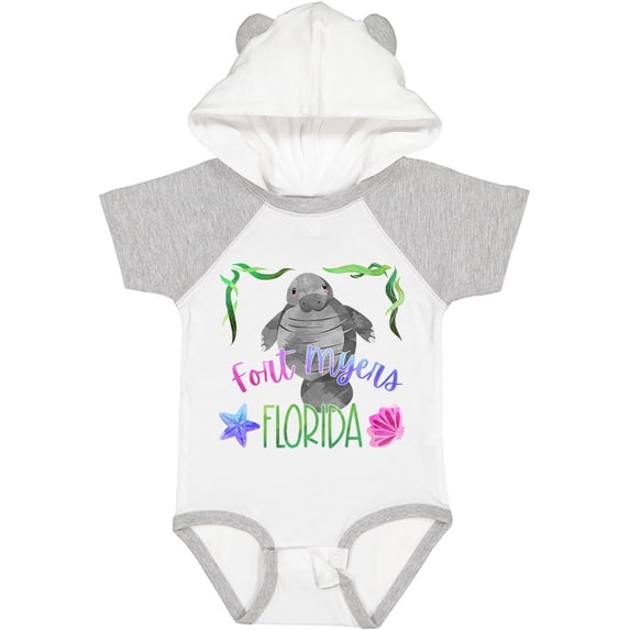 Inktastic Fort Myers Florida Cute Swimming Manatee Boys or Girls Baby Bodysuit