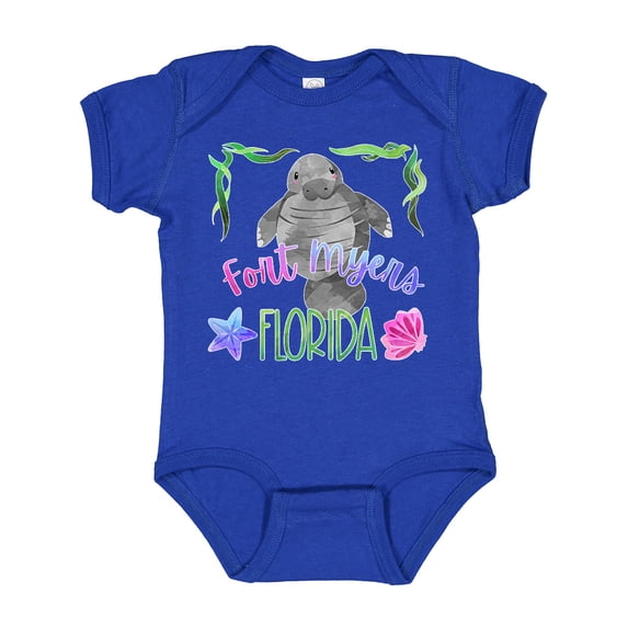 Inktastic Fort Myers Florida Cute Swimming Manatee Boys or Girls Baby Bodysuit