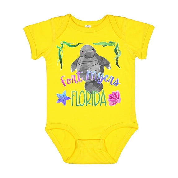 Inktastic Fort Myers Florida Cute Swimming Manatee Boys or Girls Baby Bodysuit