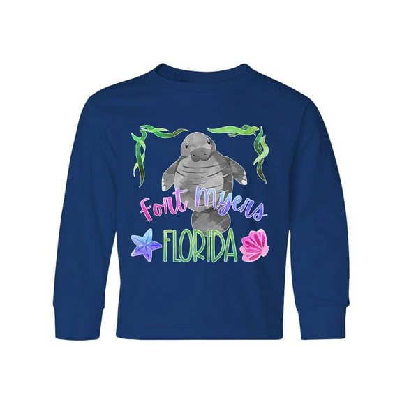 Inktastic Fort Myers Florida Cute Swimming Manatee Long Sleeve Youth T-Shirt