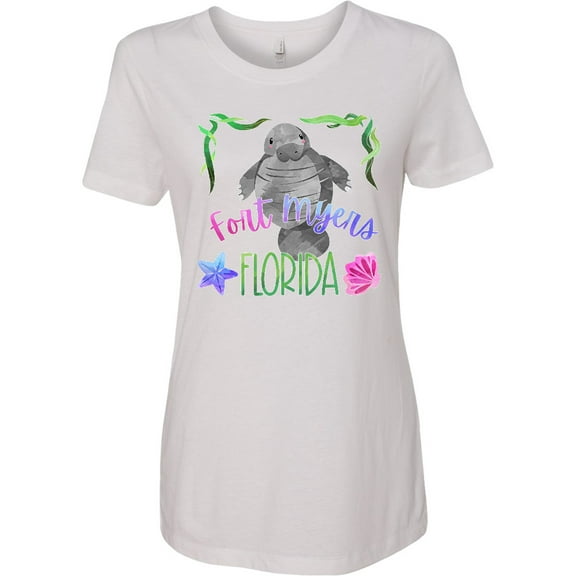 Inktastic Fort Myers Florida Cute Swimming Manatee Women's T-Shirt