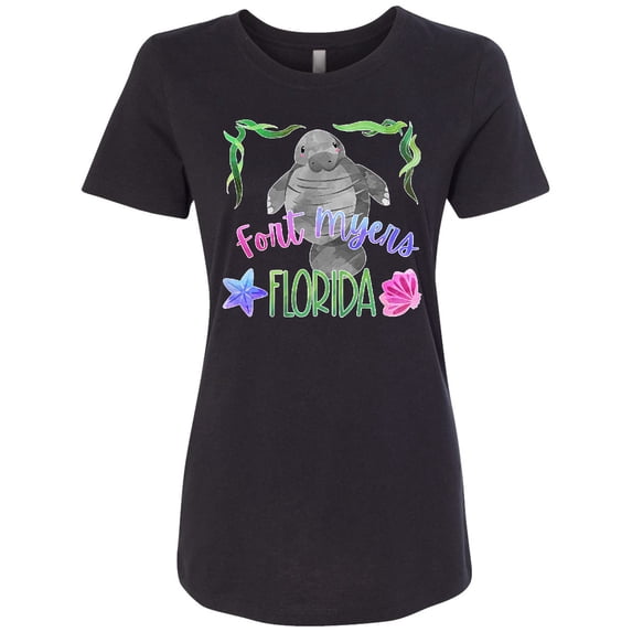 Inktastic Fort Myers Florida Cute Swimming Manatee Women's T-Shirt