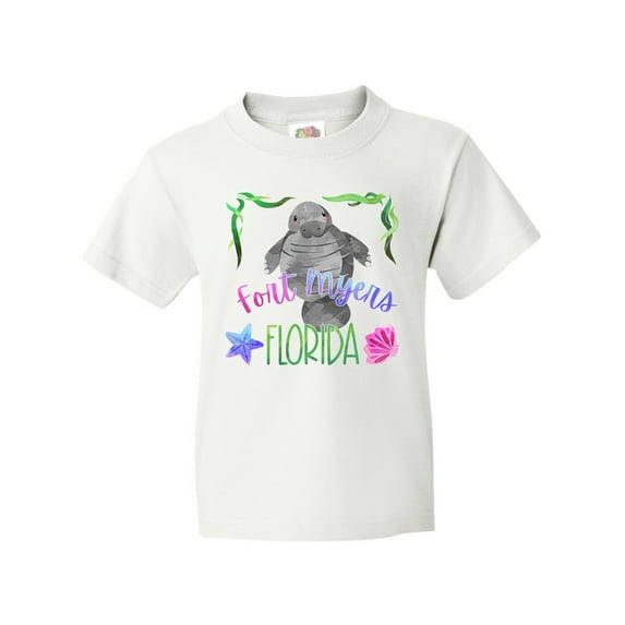 Inktastic Fort Myers Florida Cute Swimming Manatee Youth T-Shirt