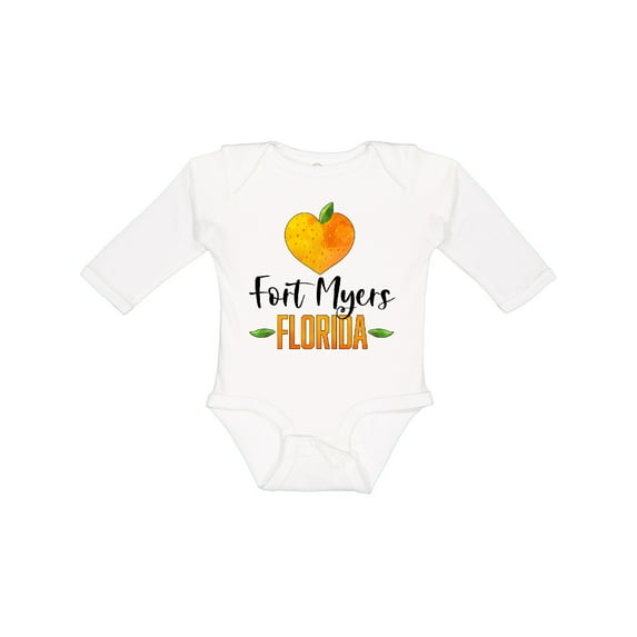 Inktastic Fort Myers Florida Orange in Heart Boys or Girls Long Sleeve Baby Bodysuit