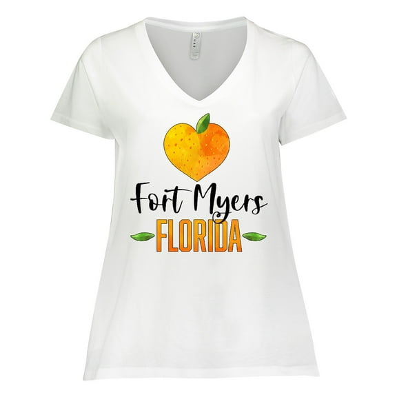 Inktastic Fort Myers Florida Orange in Heart Women's Plus Size V-Neck T-Shirt