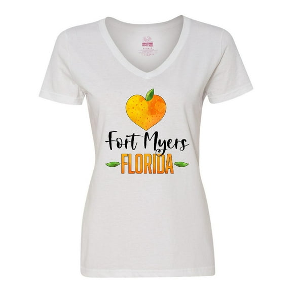 Inktastic Fort Myers Florida Orange in Heart Women's V-Neck T-Shirt