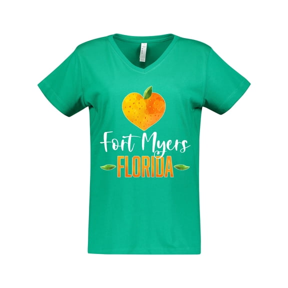 Inktastic Fort Myers Florida Orange in Heart Women's V-Neck T-Shirt