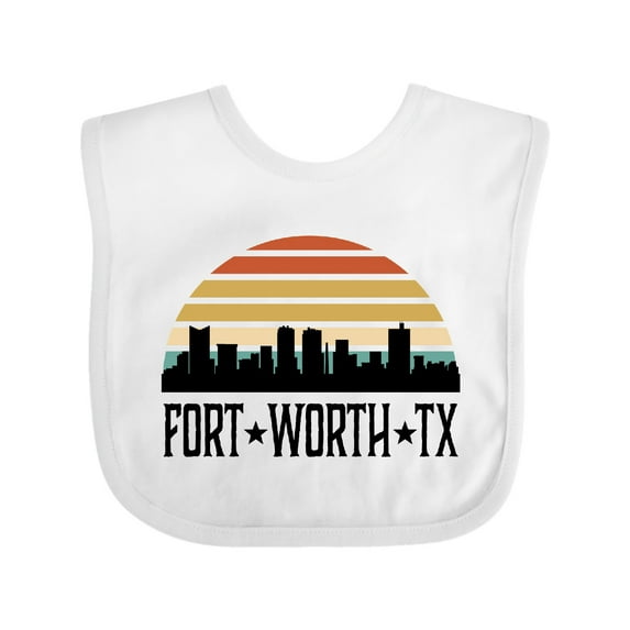 Inktastic Fort Worth Texas Skyline Retro Boys or Girls Baby Bib