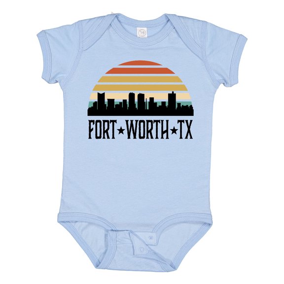 Inktastic Fort Worth Texas Skyline Retro Boys or Girls Baby Bodysuit