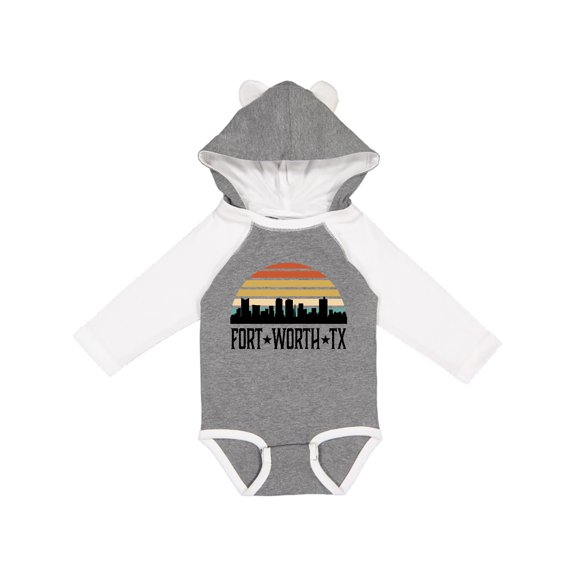 Inktastic Fort Worth Texas Skyline Retro Boys or Girls Long Sleeve Baby Bodysuit