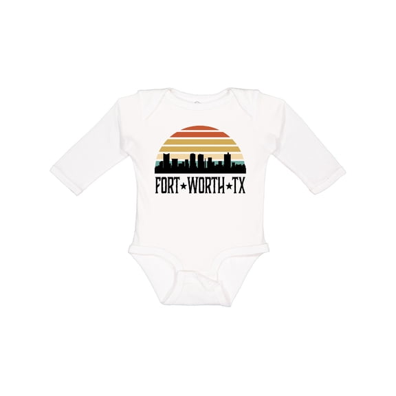 Inktastic Fort Worth Texas Skyline Retro Boys or Girls Long Sleeve Baby Bodysuit