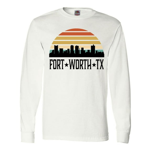 Inktastic Fort Worth Texas Skyline Retro Long Sleeve T-Shirt