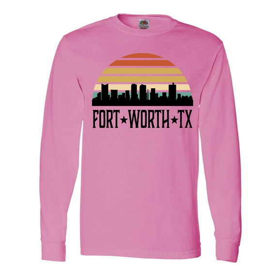 Inktastic Fort Worth Texas Skyline Retro Long Sleeve T-Shirt