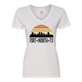 thumbnail image 1 of Inktastic Fort Worth Texas Skyline Retro Women's V-Neck T-Shirt, 1 of 5