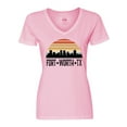 thumbnail image 1 of Inktastic Fort Worth Texas Skyline Retro Women's V-Neck T-Shirt, 1 of 5