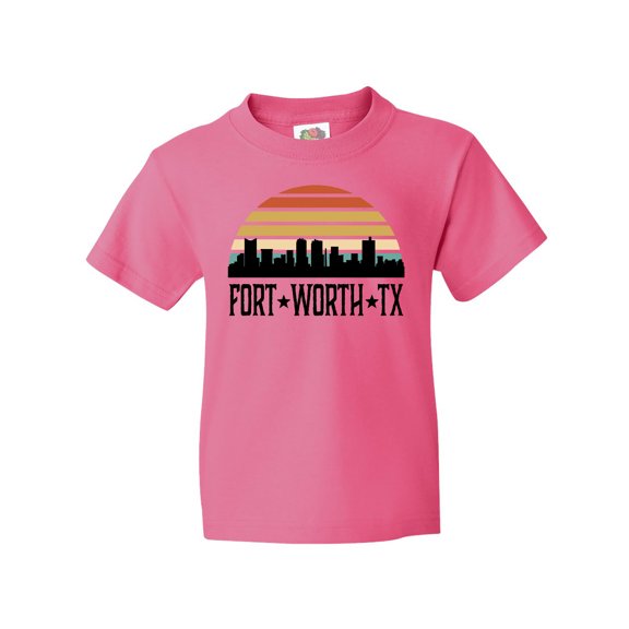 Inktastic Fort Worth Texas Skyline Retro Youth T-Shirt