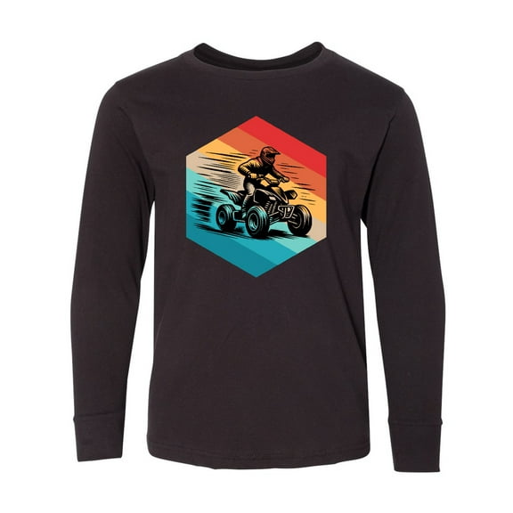 Inktastic Four Wheeling Atv off Roading Retro Long Sleeve Youth T-Shirt