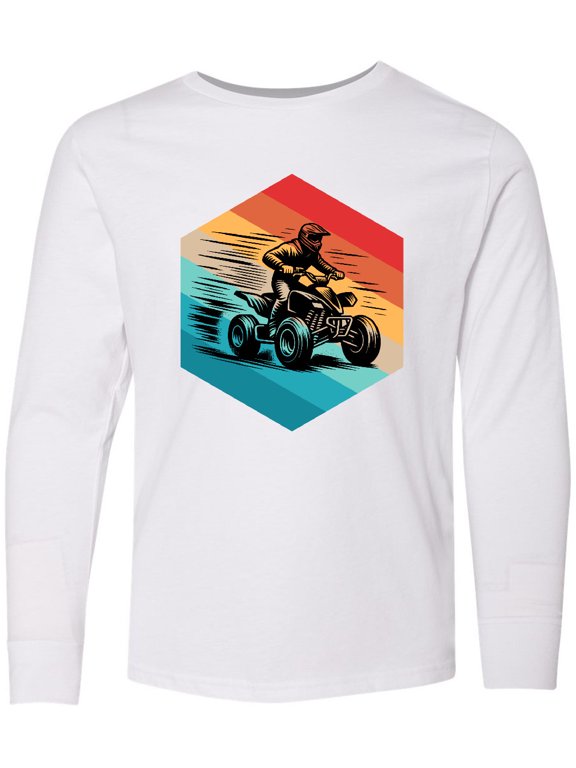 Four Wheeling Atv off Roading Retro Long Sleeve Youth T-Shirt