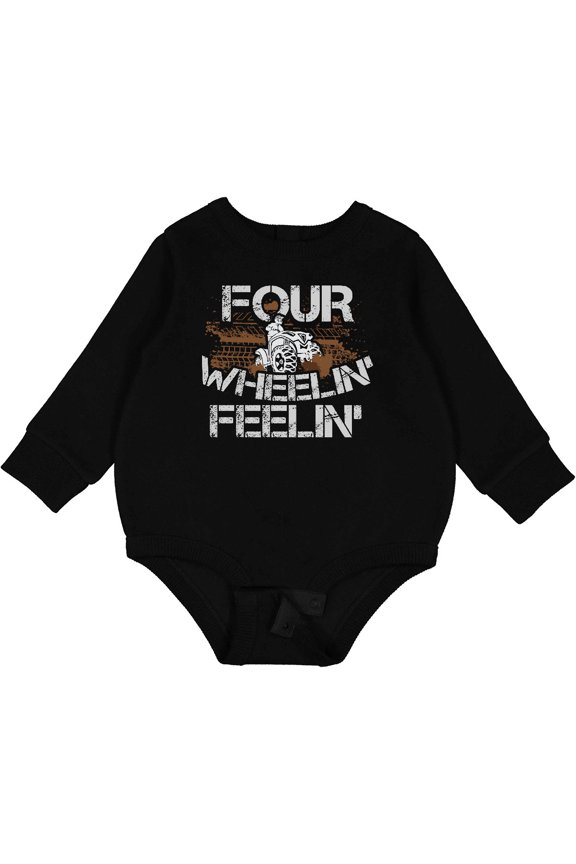 Four Wheeling Mudding Activity Baby Fleece Bodysuit