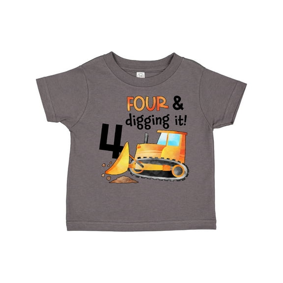 Inktastic Four and Digging It Bulldozer 4th Birthday Boys or Girls Toddler T-Shirt