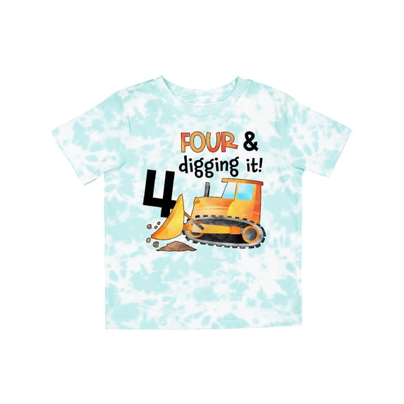 Inktastic Four and Digging It Bulldozer 4th Birthday Boys or Girls Toddler T-Shirt