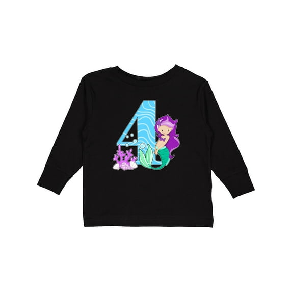 Inktastic Fourth Birthday Mermaid Girls Long Sleeve Toddler T-Shirt