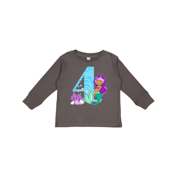 Inktastic Fourth Birthday Mermaid Girls Long Sleeve Toddler T-Shirt