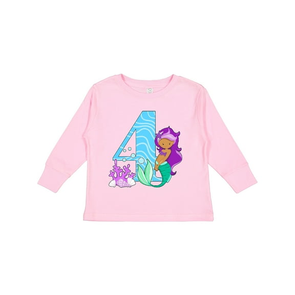 Inktastic Fourth Birthday Mermaid Girls Long Sleeve Toddler T-Shirt