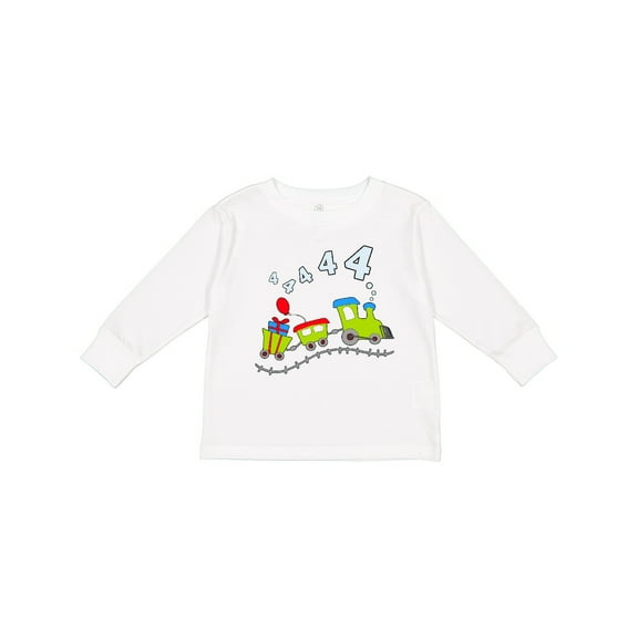 Inktastic Fourth Birthday Party Train Boys or Girls Long Sleeve Toddler T-Shirt
