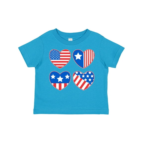 Inktastic Fourth of July American Flag Hearts Boys or Girls Toddler T-Shirt
