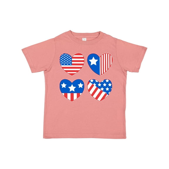 Inktastic Fourth of July American Flag Hearts Boys or Girls Toddler T-Shirt