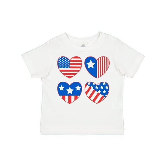 Inktastic Fourth of July American Flag Hearts Boys or Girls Toddler T-Shirt