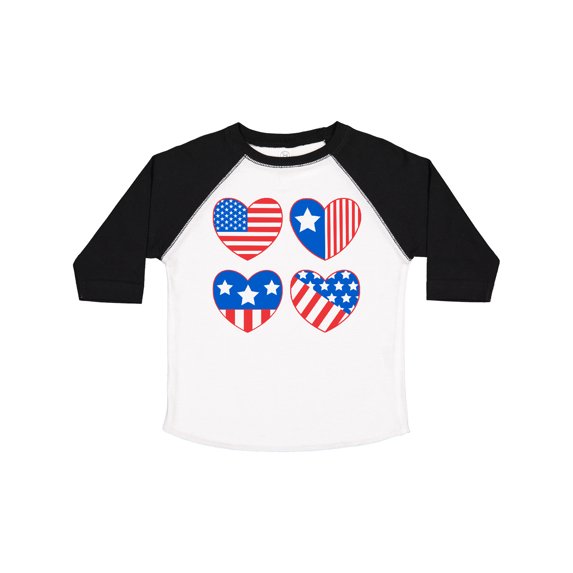 Inktastic Fourth of July American Flag Hearts Boys or Girls Toddler T-Shirt