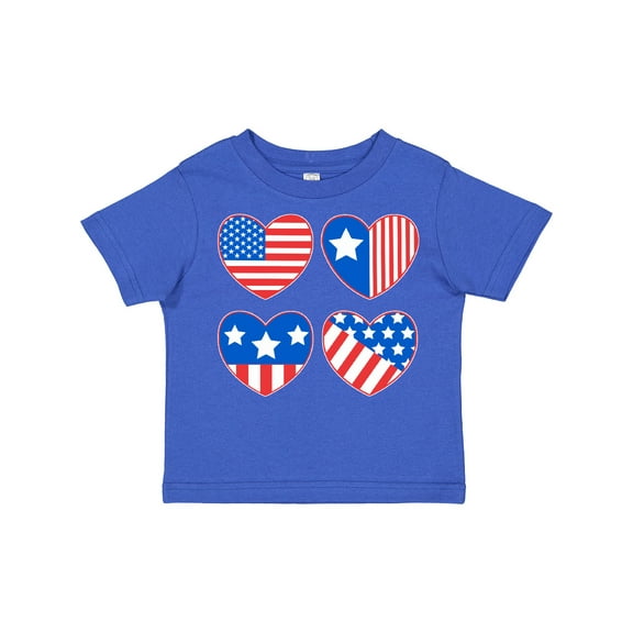 Inktastic Fourth of July American Flag Hearts Boys or Girls Toddler T-Shirt
