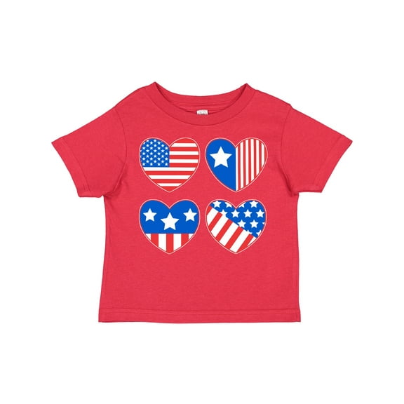 Inktastic Fourth of July American Flag Hearts Boys or Girls Toddler T-Shirt