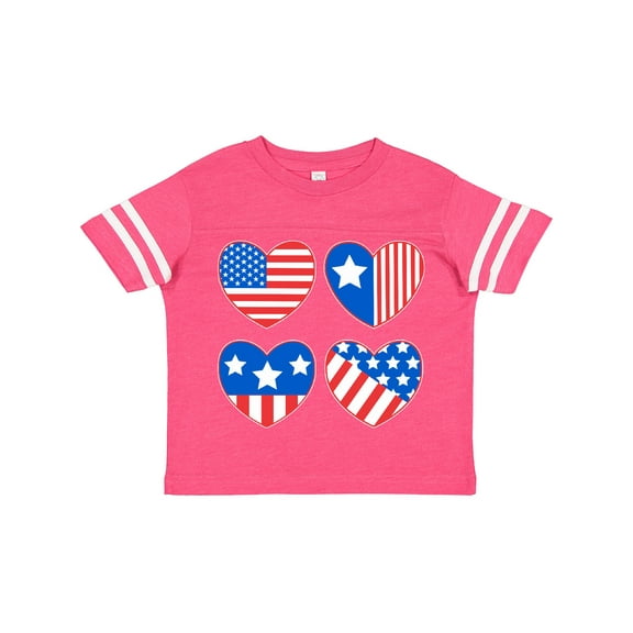 Inktastic Fourth of July American Flag Hearts Boys or Girls Toddler T-Shirt