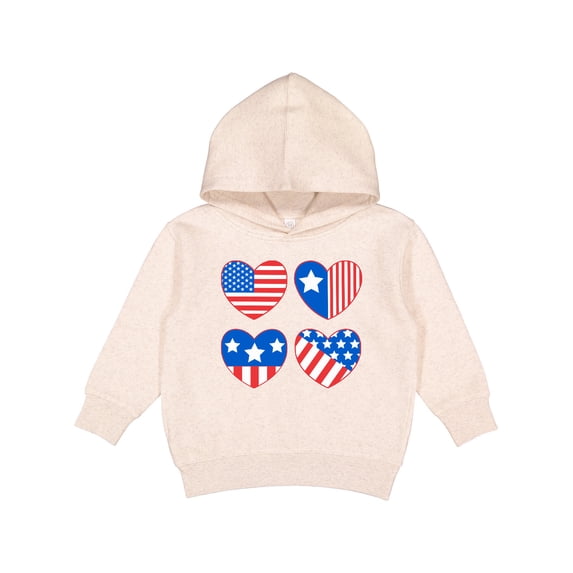Inktastic Fourth of July American Flag Hearts Toddler Hoodie
