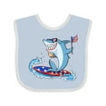 thumbnail image 1 of Inktastic Fourth of July Shark Surfing Boys or Girls Baby Bib, 1 of 4