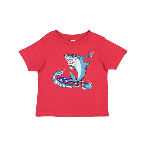 Inktastic Fourth of July Shark Surfing Boys or Girls Baby T-Shirt