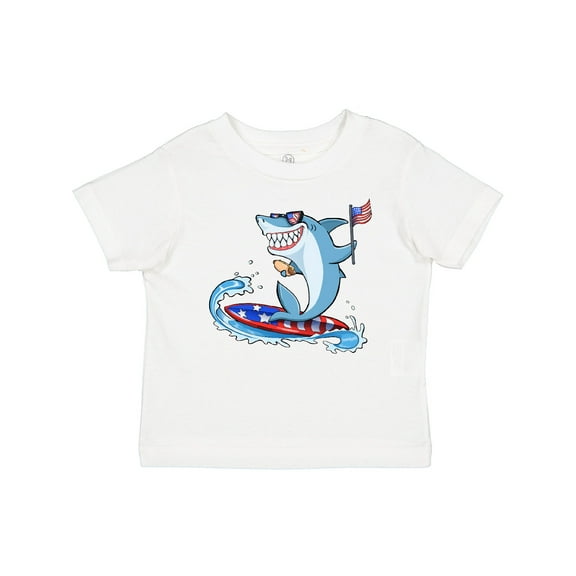 Inktastic Fourth of July Shark Surfing Boys or Girls Baby T-Shirt