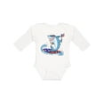 thumbnail image 1 of Inktastic Fourth of July Shark Surfing Boys or Girls Long Sleeve Baby Bodysuit, 1 of 5