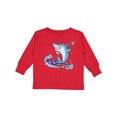 thumbnail image 1 of Inktastic Fourth of July Shark Surfing Boys or Girls Long Sleeve Toddler T-Shirt, 1 of 5