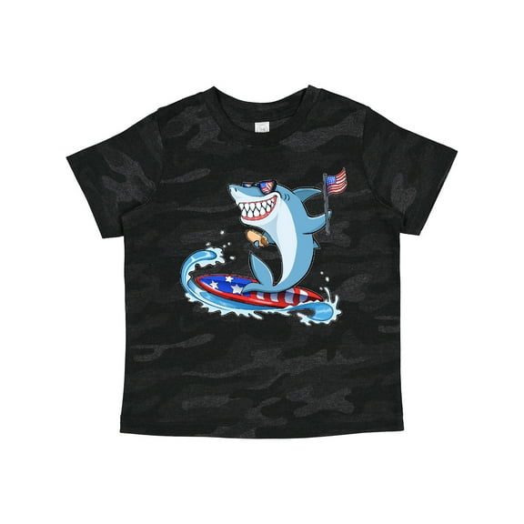Inktastic Fourth of July Shark Surfing Boys or Girls Toddler T-Shirt