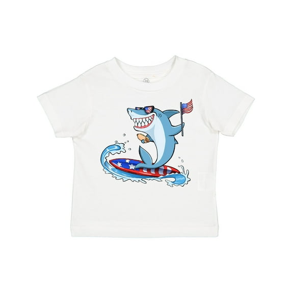 Inktastic Fourth of July Shark Surfing Boys or Girls Toddler T-Shirt