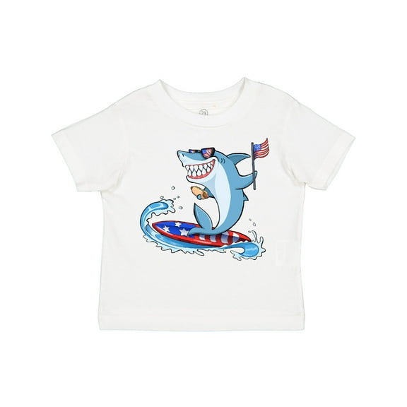 Inktastic Fourth of July Shark Surfing Boys or Girls Toddler T-Shirt