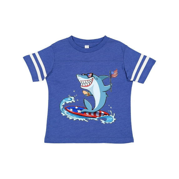 Inktastic Fourth of July Shark Surfing Boys or Girls Toddler T-Shirt
