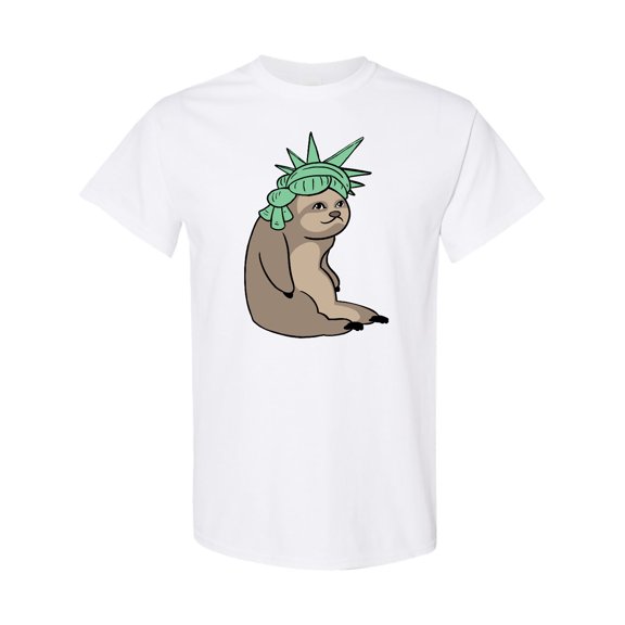 Inktastic Fourth of July Sloth Lady Liberty T-Shirt