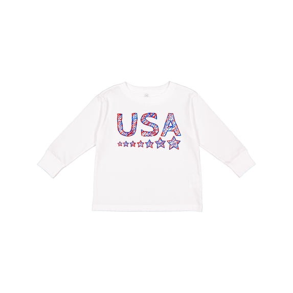 Inktastic Fourth of July USA Red, White, and Blue Boys or Girls Long Sleeve Toddler T-Shirt