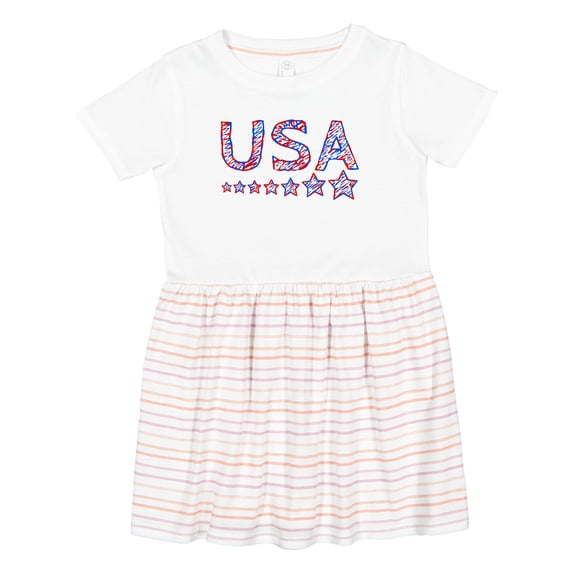 Inktastic Fourth of July USA Red, White, and Blue Girls Toddler Dress