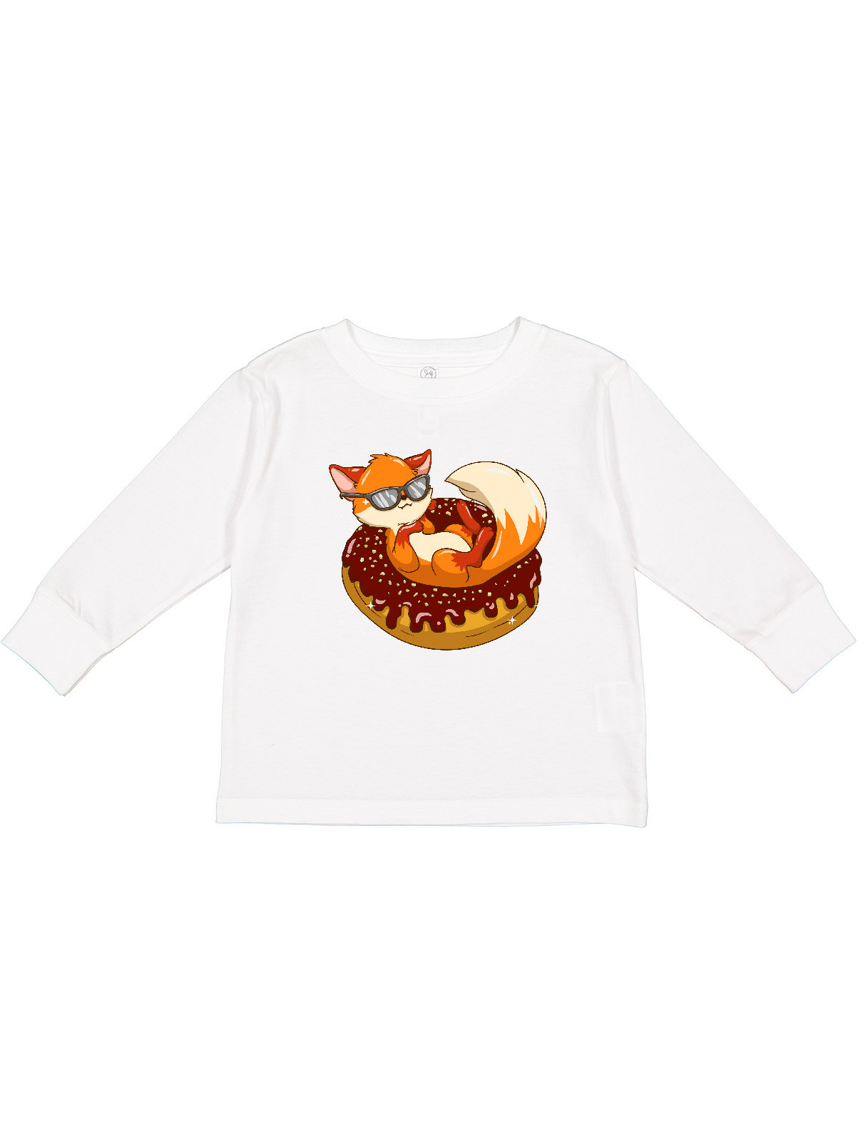 Inktastic Fox Funny Donut Lover Boys or Girls Long Sleeve Toddler T-Shirt - image 1 of 4